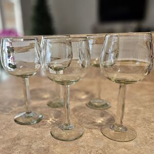 Green Recycled Hand Blown Margherita Glass Wine Goblet Glass 8.5” Tall (5)